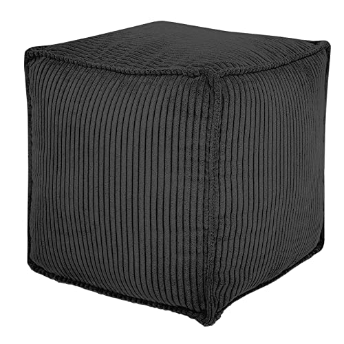 Louis Donné Funda otomana cuadrada sin relleno, funda de pana supersuave, para sala de estar, dormitorio, reposapiés, apto para interiores y exteriores, color gris Cover
