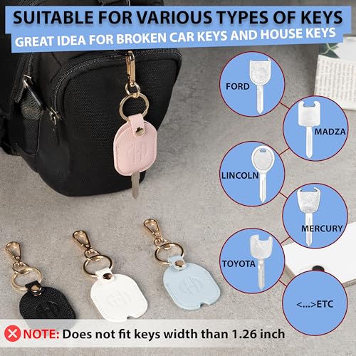 Image of Leather Keys Sleeve for Broken Car Key Loop Replacement - Cute Keychain Cover - Protector, Holder for Men & Women