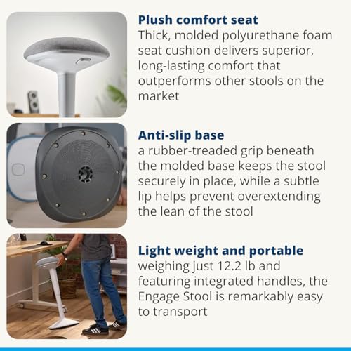 Image of UPLIFT DESK Engage Stool - Active Stool with 360 Motion, Adjustable Height Standing Desk Stool from 21.8''-31.4'', Ergonomic Anti-Slip Office Chair Alternative (Cobalt Blue)