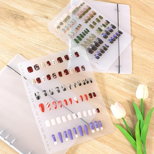 A5 Nagel Organizer Set,mit Druckknopf und Loseblatt System,1 Stk A5 O-förmiger Clip,6 Stk Seitenteile,mit Klebeband,Herausnehmbares Nailart Aufbewahrungsalbum,Album für fertige Nailart Sammlungen