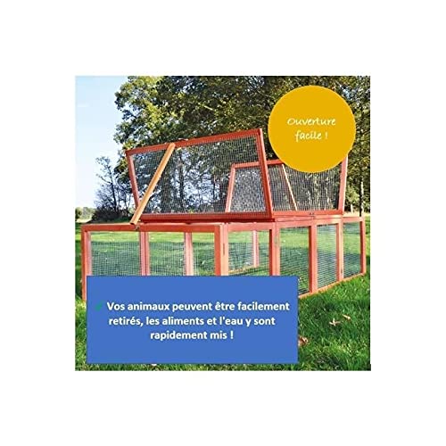 Clapier Lapins Rabbit Run Exterieur- Cage Mobile -Couleur Bois