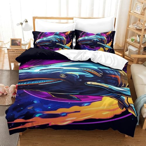 Parure de lit requin 3D housse de couette 140x200 avec fermeture éclair - 2