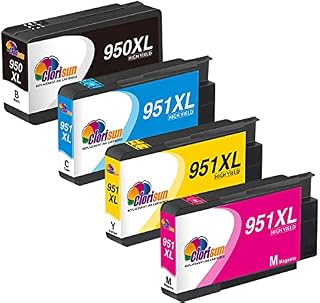 Clorisun 950XL 951XL Ink Cartridges Multipack for HP 950XL 951 XL Ink Black Cyan Magenta Yellow for HP Officejet Pro 8100 8600 8610 8615 8620 8660251DW 276DW 8630 8640 8625 Printer(4 Pack)