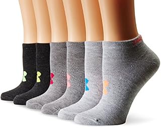 Under Armour Essential No Show Socks, 4-Pairs, Heather/Assorted Colors, Shoe Size: Womens 6-9
