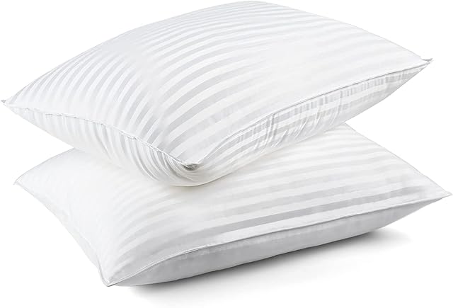 SM Decor Pillows 2 Pack,Bounce To Back, Soft Filling Bed Pillows For Side, Stomach And Back Sleeper, Hotel Quality Body Pillows (2 Pack, Stripped Pillows)