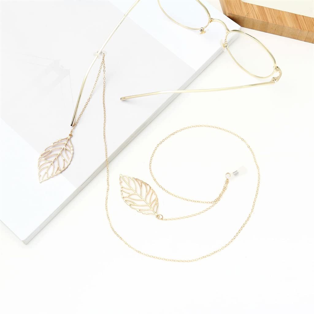 Metall-Brillenkordel, Blattgold-Anhänger, Brillenkette, Modeaccessoires