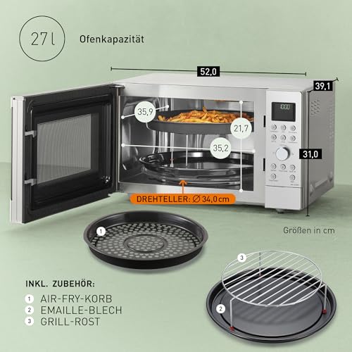 Panasonic NN-CD58RSEPG Kombi-Mikrowelle 27L mit Air Fryer, Edelstahl