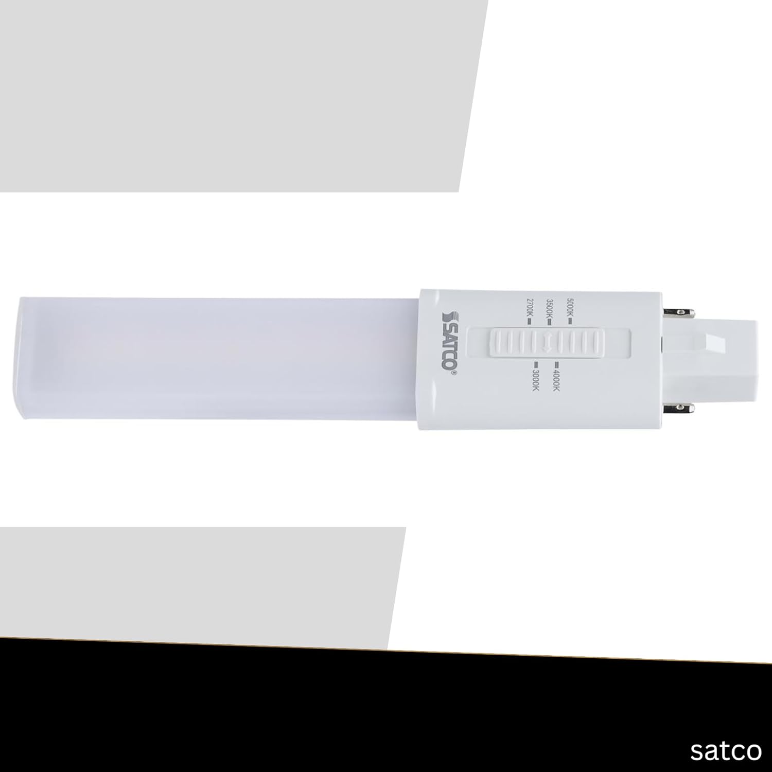 Satco LED PL Lamp 4.5W G23 Base 5W/7W/9W CFL Equivalent 5CCT Selectable 2700K–5000K Ballast Bypass Non-Dimmable 120-277V Frost Finish – Part S18405 (2 Pack)