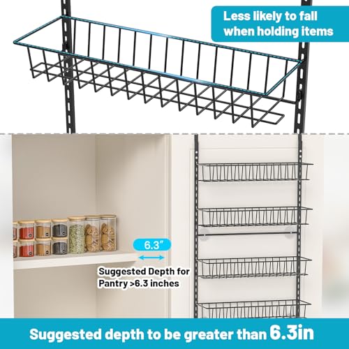 ElegantArray 8-Tier Pantry Door Oragnizer, Over The Door Pantry Organizer Rack and Storage, Hanging Spice Rack Shelves Door, Home Office Laundry Room Bathroom & Kitchen Organization Essentials Metal - Thumbnail 5