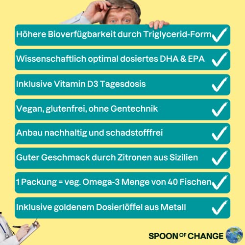 Omega-3-Öl Spoon of Change Premium Omega-3 Algenöl Vegan