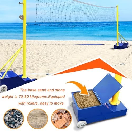 Adjustable Volleyball Poles with Net for Backyard - 4 Heights (5ft-6.8ft) - Portable with Wheels - Ideal for Adults, Youth, and Kids - Perfect for Stadium and Recreational Use