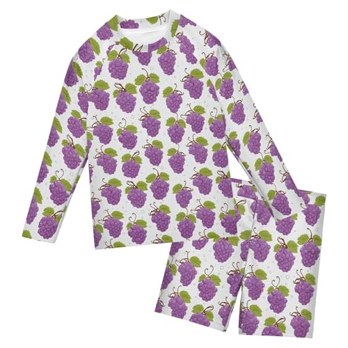 Grape Fruit Boys Rash Guard Swimsuits Set for Boys Long Sleeve Swim Shirts Bathing Suits with Trunks B0402880