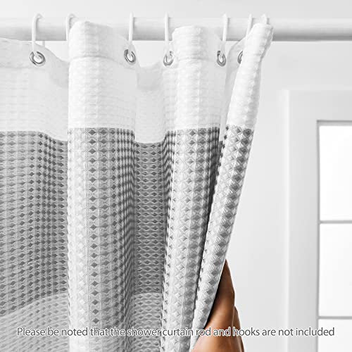 Aufenlly Modern Hotel Quality Striped Waffle Shower Curtain For Bathroom And Bathtubs Heavy Duty Ombre, 72X72 Inch, Grey #TOP3