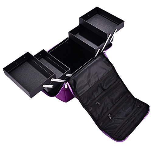 Sac de rangement maquillage violet idéal pour voyager - 3