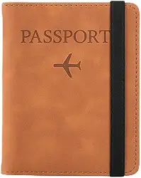 Porta Passaporte Com Elástico Ajustável Organizador De Documentos De Viagem Carteira Porta Cartões Capa Slim Doleira Antifurto Ideal Para Viagens (Marrom)