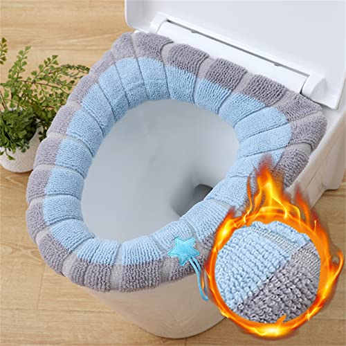 IQYU Toilettensitzbezug, Weich Toilettenkissen für Universal Toilettensitz, ickes Warmes Toilettensitzkissen Waschbar Toilettensitz WC Sitzbezüge Toilet Seat Cover für Badezimmer mit Gr (Blue) – Bild 3