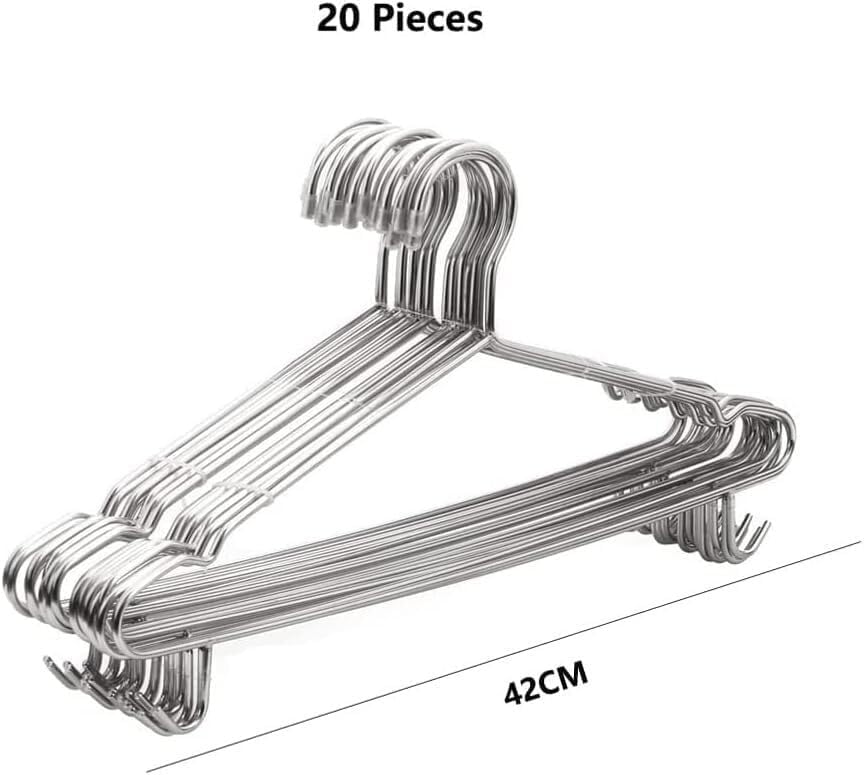 20 Pack Coat Hangers Home Stainless Steel Clothes Hanger Space Saving Sturdy to Hold Jacket Or Trouser