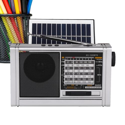 Radio meteorológica, radio solar – linterna potente con puntero y altavoz multibanda para casa, exterior, viajes, playa, deporte, gimnasio y relajación