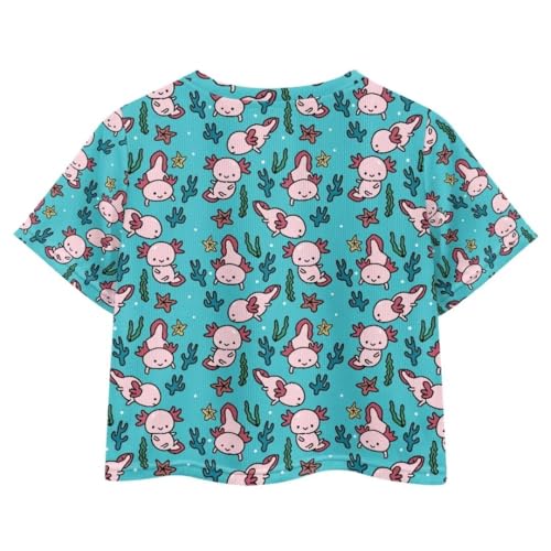 Image of Girl Crop Top Shirts for Summer Cute T Shirts Short Sleeve Tees for Kids 5-16