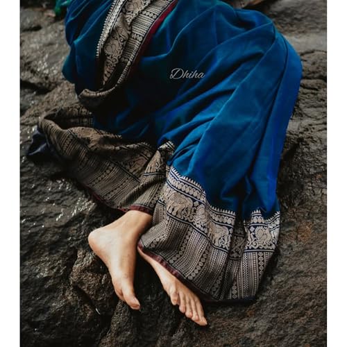 Image of Narayanpet Pure Cotton Avani Border Saree for Women with Running Blouse | Tassels | Traditional Woven Solid Design | Handloom Weave