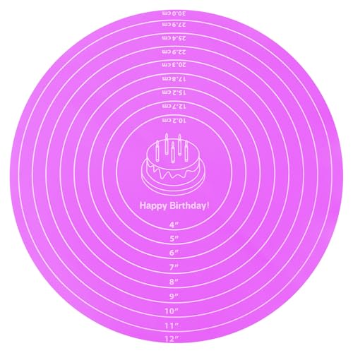 Guduling Tapis de cuisson en silicone, 30 cm, rond, avec graduation, tapis de cuisson en silicone, antidérapant, pour biscuits, biscuits, pain, pâte à pizza, violet