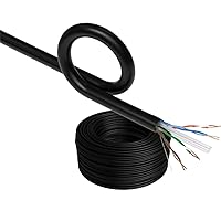 Vista 24 de SATMAXIMUM CAT6 Cable 1000ft Pull Box Solid Ethernet LAN UTP Cable 23AWG 550Mhz RJ45 Network CCA Copper Clad Aluminum Wire Bulk (Black, 1000FT)