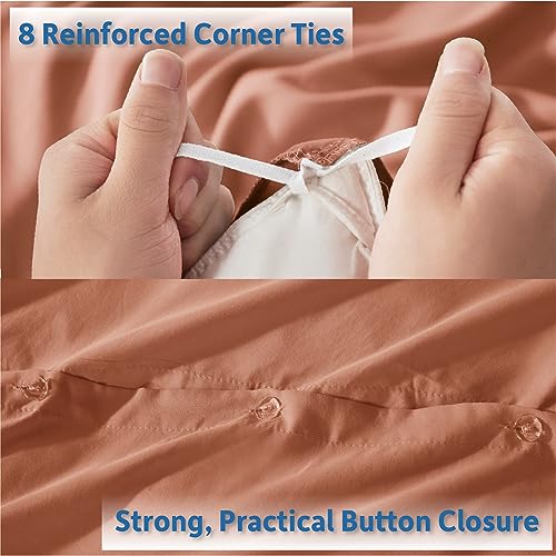 Nestl Rust Duvet Cover Full Size - Soft Double Brushed Full Size Duvet Cover Set, 3 Piece, with Button Closure, 1 Duvet Cover 80x90 inches and 2 Pillow Shams