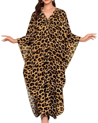 Rossopesca Kaftan Dresses for Women V-Neck Plus Size Batwing Sleeves Moo Moos Beach Cover Ups Long Caftan Dress