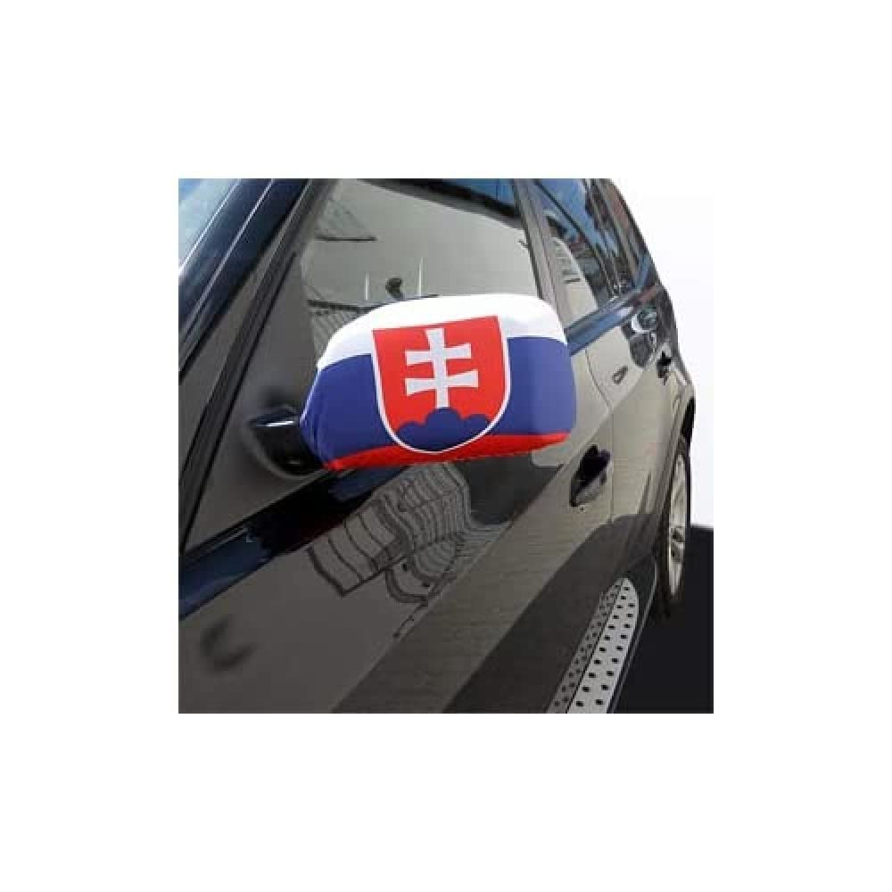 AZ FLAG - Slovakia Car Mirror Flag - 2 Pieces - Polyester and Spandex Slovak Small Flag for Car mirrors - Elastic