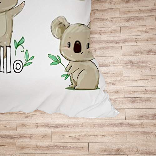 Parure de lit koala Queen Size avec ses 2 taies d'oreiller en polyester doux