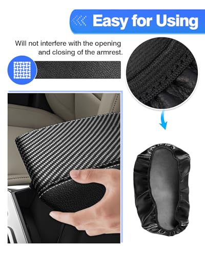 Image of Autorder Center Console Cover for Ford Explorer 2020-2026 Accessories Armrest Cover Carbon Fiber Anti-Scratch Middle Console Pad Leather Armrest Protector