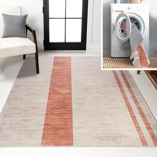 Tapete interior Joanna Y lavable color marfil/durazno 3x5 ft miniatura 1