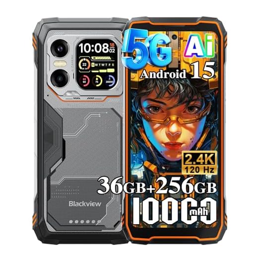 Blackview Xplore X1 5G Outdoor Handy ohne Vertrag Android 15, 36GB+256GB/2TB 10000mAh Baustellenhandy, 6,78" FHD+ Doppelbildschirm, 108MP+50MP, Outdoor Smartphone Wasserdicht/NFC/OTG/Gemini AI,Orange