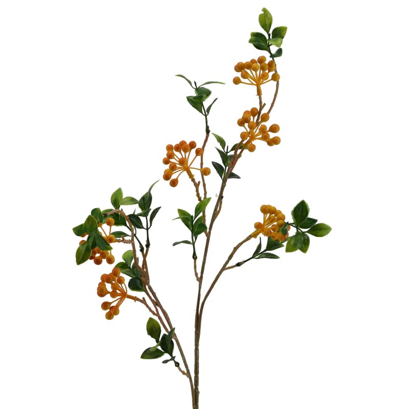 Floratexx Künstlicher Beerenzweig, Strauch, Feuerdorn, Beeren, AST. ca. 66 cm. ORANGE - GELB