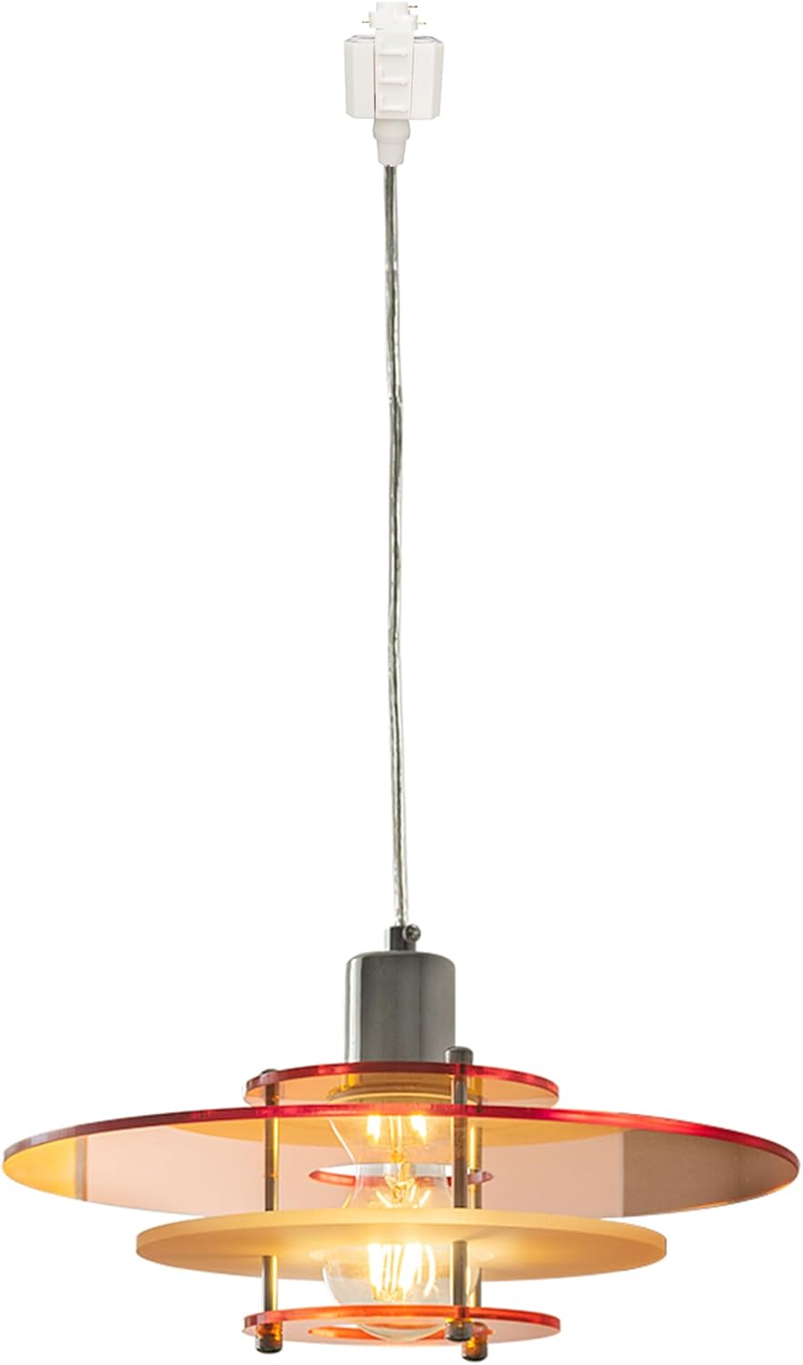 H-Type Track Lighting Pendant Restaurant Chandelier Nebula Shape Handmade Retro Orange Acrylic Shade with Silver Socket Halo Compatible Track Light Industrial Customizable for Dining Room
