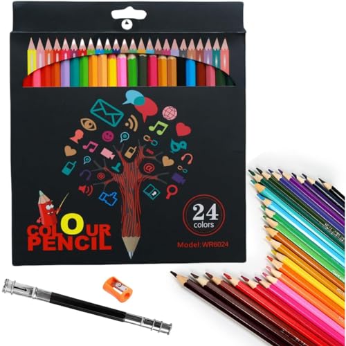 色鉛筆 カラーペン 24色セット 子供 大人の塗り絵 HB カラーペン 鮮やかな色 お絵かき鉛筆 美術 絵の具 アートクラフト用品 落書き 学生 手帳 文房具 初心者 入園・入学お祝い プレゼント