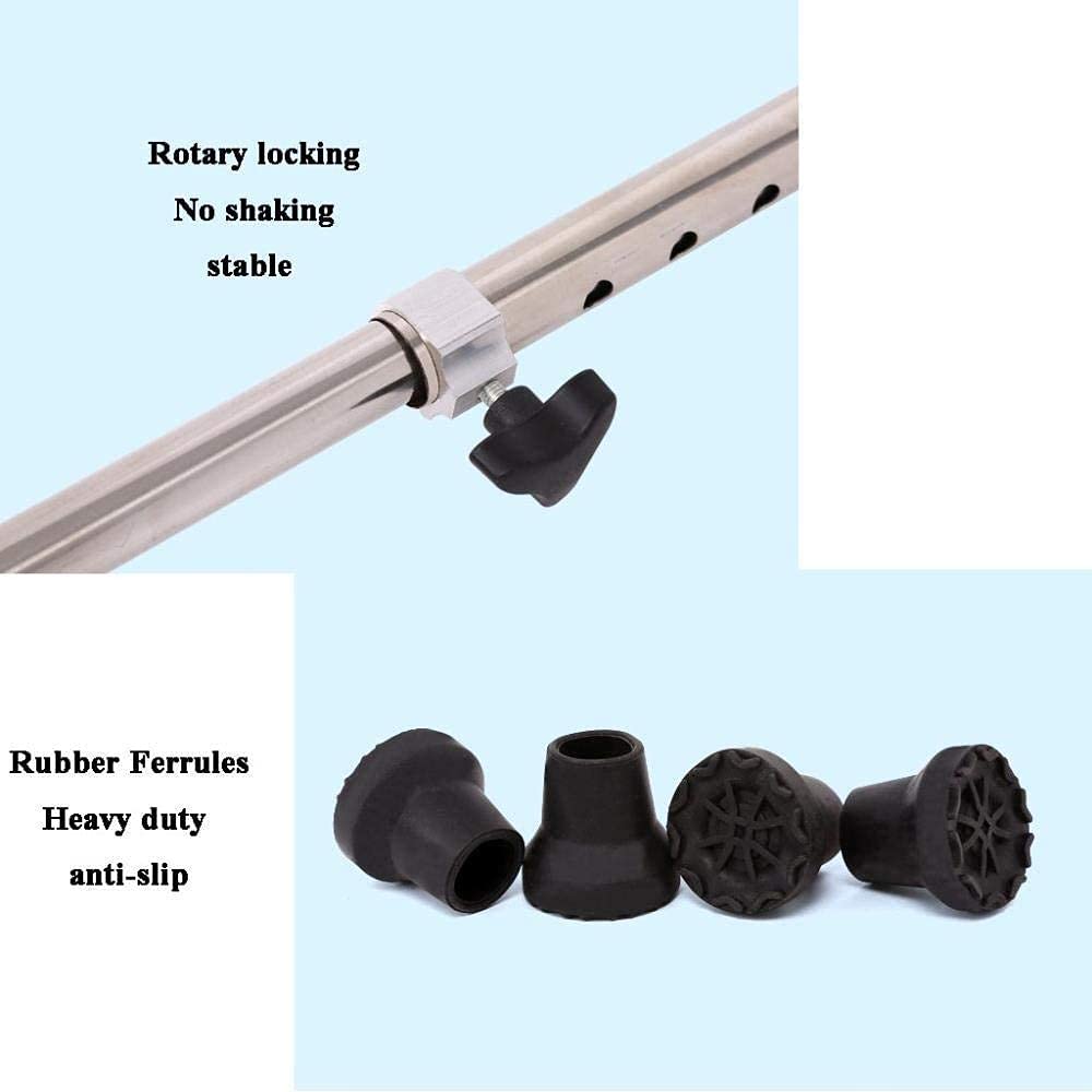 Andador para Ancianos,Bastón para Personas Mayores de 4 Patas con Base Antideslizante, muletas Ligeras de Seguridad de Acero Inoxidable, Altura Ajustable, Plateado para Ancianos, Hombres, mu