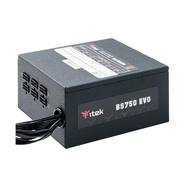 Itek Fuente de alimentación para PC BS750 EVO – 750 W, Ventilador HDB Hydraulic Dynamic Bearing de 12 mm, protección PFC Activa, certificación de eficiencia 80 Plus Bronze, semimodular Free Plug