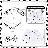Fennoral 4tlg Hund Kinder Kostüm Gefleckter Hundeohren Stirnband mit Fliege Schwanz Mädchen Tüllrock Tierkostüm für Halloween Karneval Fasching Party Cosplay