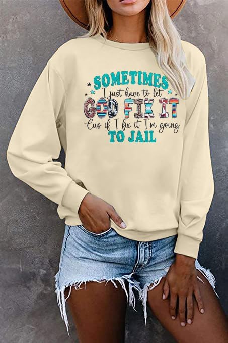 Miniatura 5 de JINTING God Fix It - Sudadera divertida y sarcástica para mujer, con cita cristiana, sudadera con cita cristiana, tops cristianos