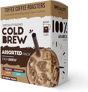 Toffee Coffee Roasters | Assorted Cold Brew Bags| As Seen On Shark Tank | Easy Brew Cold Brew Coffee | Pack of 4 Bags | 10... Price In India