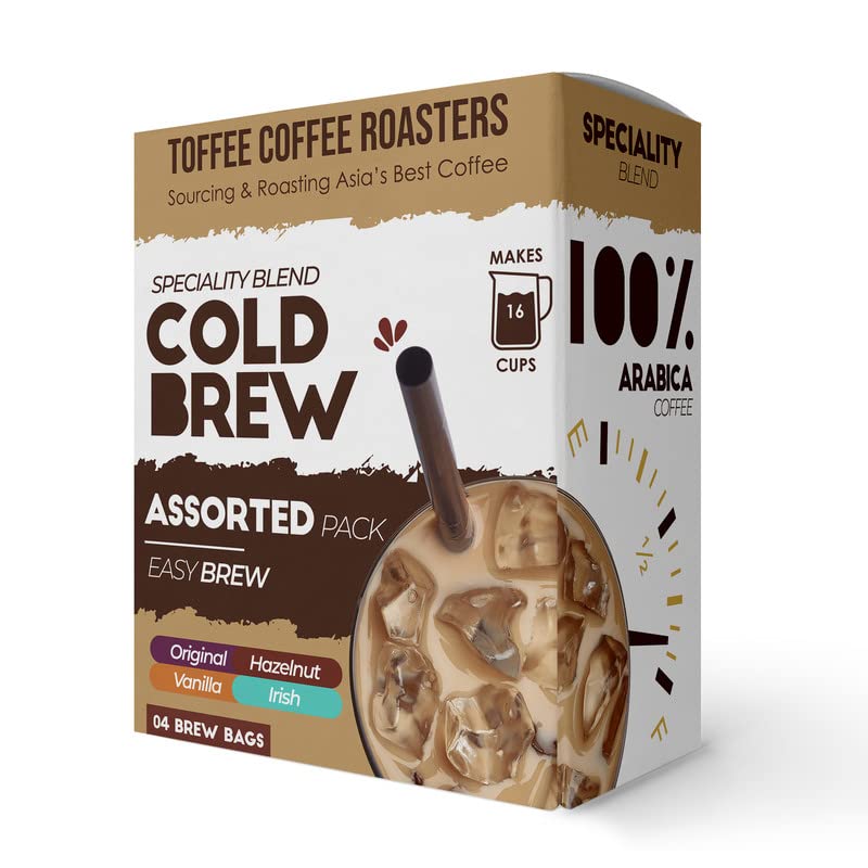 Toffee Coffee Roasters | Assorted Cold Brew Bags| As Seen On Shark Tank | Easy Brew Cold Brew Coffee | Pack of 4 Bags | 10...