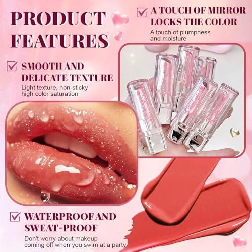 Image of Rose Plumper Moisturizing Butter Lipstick for Women, Natural Tinted Lip Balm Shine Nourishing Hydrating Lip Gloss Stain for Dry Lips, Lightweight Lip Liner Care Makeup,Vegan 1Pc Rose Bean Paste