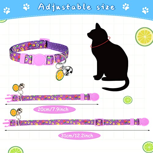 Weewooday 8 Pieces Breakaway Cat Collar with Bell Summer Fruit Patterns Adjustable Kitten Collar with Bell Kitty Collar… - Image 3
