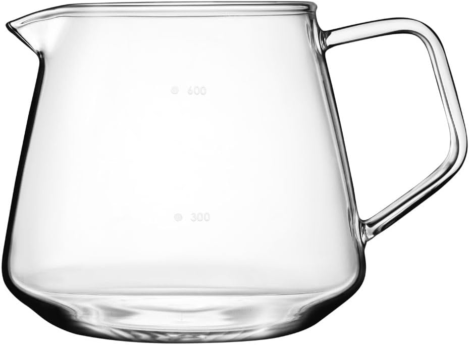 &NE NNS-381 Glass Server, Clear, Width 5.9 x Depth 4.3 x Height 4.3 inches (15 x 11 x 11 cm), Actual Capacity 20.3 fl oz (600 ml), Heat Resistant Glass, Coffee Server, Microwave Safe, Dishwasher Safe
