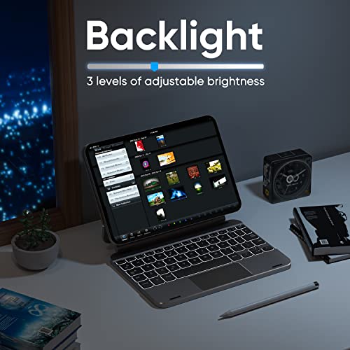 doqo iPad mini 7 & Mini 6 キーボードケース 8.3インチ 第6世代 2021/7th 2024世代 タッチパッド ワイヤレスバックライトキーボード 磁気フローティングカンチレバースタンド 保護カバー フォリオ アルミニウム合金グレー