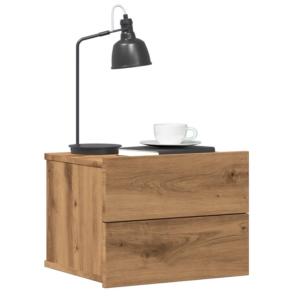vidaXL Table de Chevet Murale chêne Artisanal 40x32x30 cm