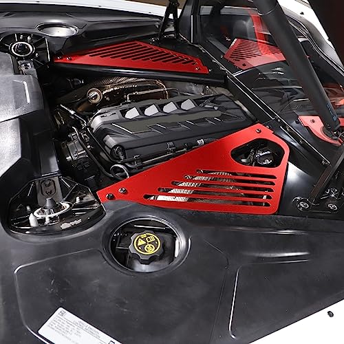 Image of TOYCIDFG Engine Bay Panel Cover Trim Compatible with C8 Corvette 2020-2025 Left Right Splash Shield Oxidation Case Guard Auto Aluminium Interior Body Part Accessories (Red - B)