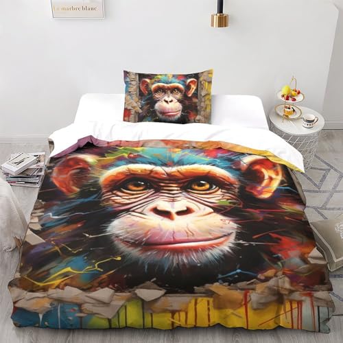 Parure de lit 3D monkey animals breaking through walls en microfibres