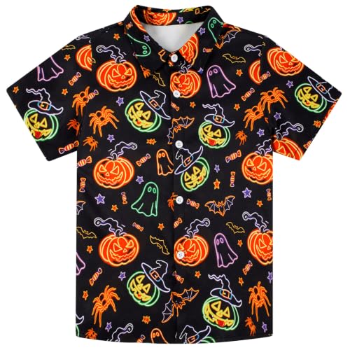 Image of uideazone Boys Novelty Print Short Sleeve Button Down Hawaiian Shirt 5-14Y